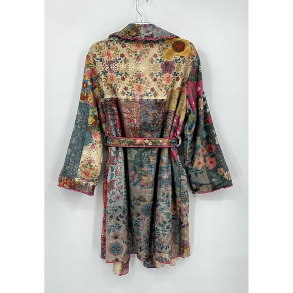 NATURAL LIFE robe knee length floral hippie boho bohemian feminine cozy lounge S - Picture 7 of 9